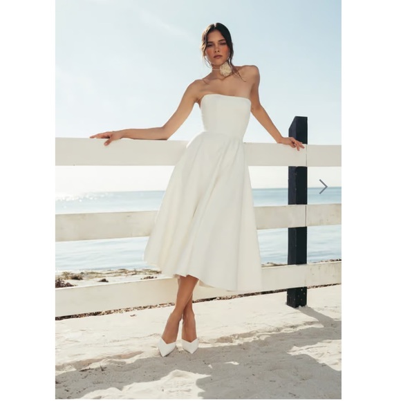 Jenny Yoo Carrie Dress Little White Dress Chic Strapless for Special Occasions - Picture 2 of 15